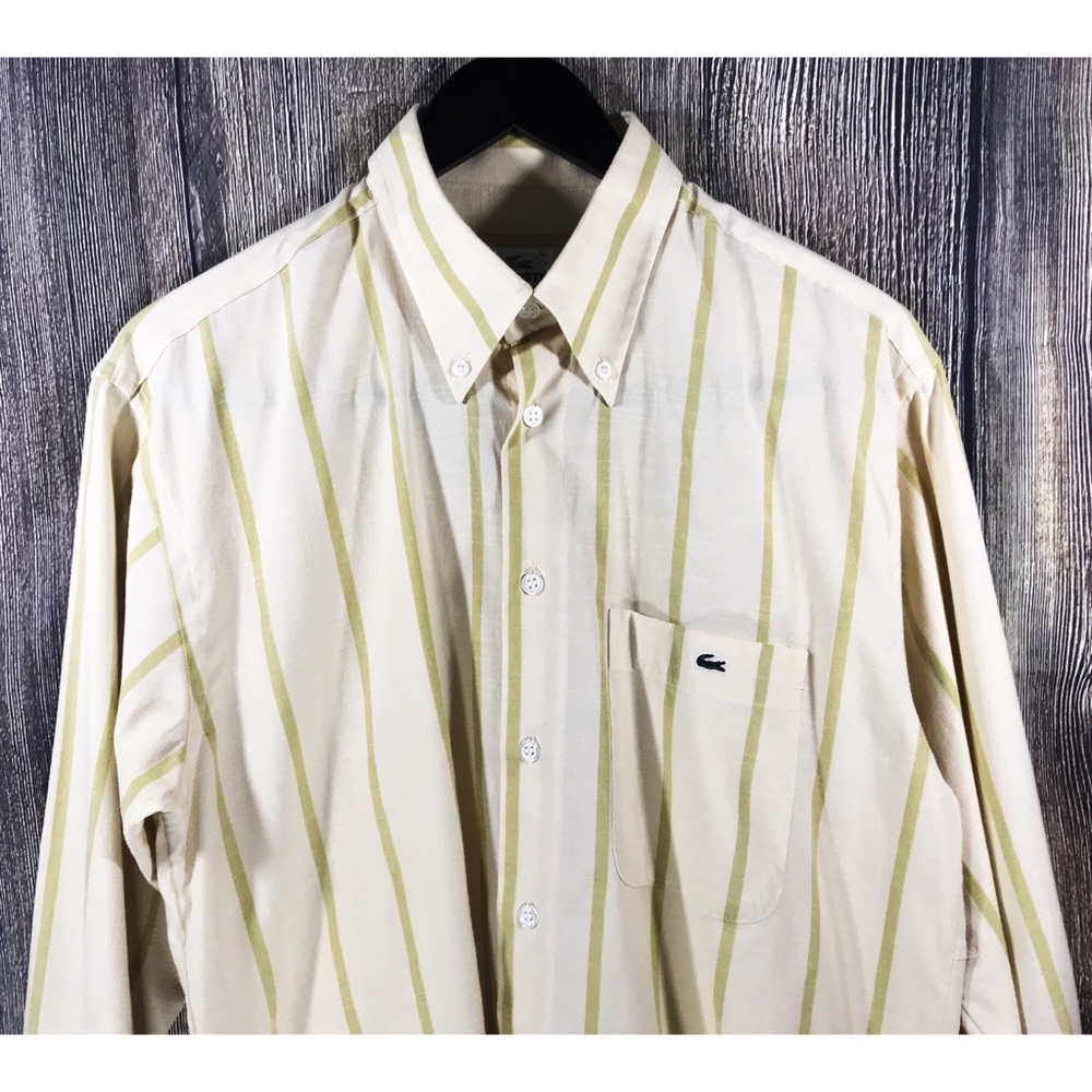 Lacoste Men's Cream Striped Shirt